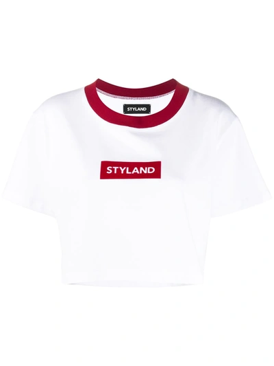 Styland Box Logo Crop T-shirt In White