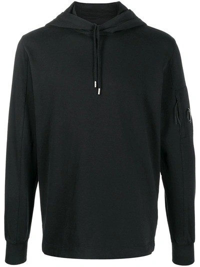 C.p. Company Goggle Patch Drawstring Hoodie In Black