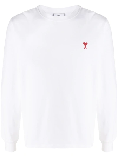 Ami Alexandre Mattiussi Embroidered Ami De Cœur Sweatshirt In White