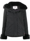 Woolrich Faux Fur Trimmed Puffer Jacket In Black