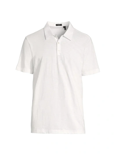 Theory Bron Polo In Cosmos Slub Cotton In White
