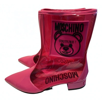 Pre-owned Moschino Pink Rubber Ankle Boots