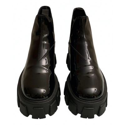 Pre-owned Prada Monolith Black Patent Leather Boots
