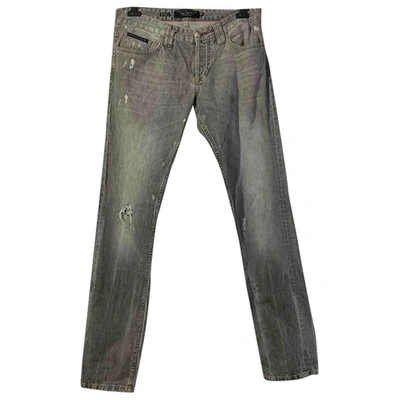 Pre-owned Philipp Plein Straight Jeans In Grey