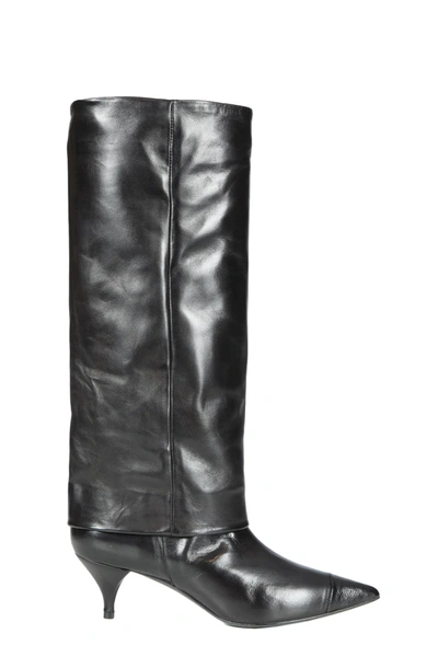 Alchimia Low Heels Boots In Black Leather