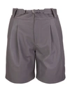 RED VALENTINO WOMAN HIGH WAISTED SHORTS IN GREY LEATHER,11574314