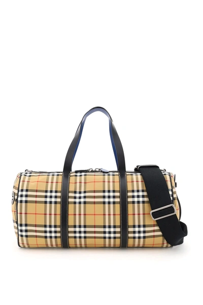 Burberry Large Kennedy Duffle Bag In Beige,black,red