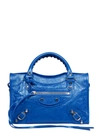 Balenciaga Mini City Metal Leather Top Handle Bag In Blue