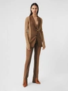 BURBERRY Rib Knit Panel Wool Cashmere Tailored Trousers