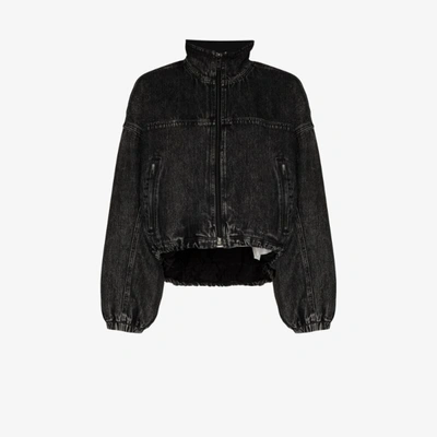 Alexander Wang Padded Denim-look Bomber Jacket In Black