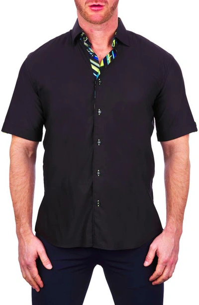 Maceoo Galileo Stretch Button-up Shirt In Black