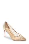 Christian Louboutin Follies 100 Crystal-embellished Mesh And Metallic Leather Pumps In Gold