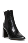 Steven New York Nico Flared-heel Chelsea Booties In Black Croc Faux Leather