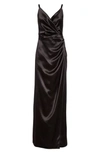 Dolce & Gabbana Drape Silk Gown In N0000 Nero