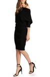 Reiss Lara Off-the-shoulder Stretch-knit Midi Dress In Black