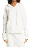 Nili Lotan Henriette Hooded Lace-up Tasseled Cotton-terry Poncho In Ecru
