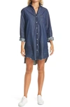 Frank & Eileen Mary Famous Cotton Denim Long Sleeve Shirtdress In Tattered Wash Indigo
