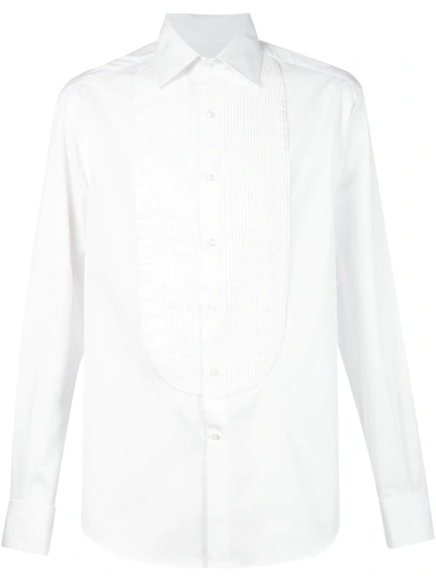 Brunello Cucinelli Pleated Bib Shirt In White