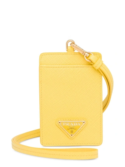 Prada Logo Plaque Mini Bag In Yellow