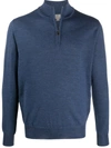 CANALI ZIPPED FUNNEL-NECK PULLOVER