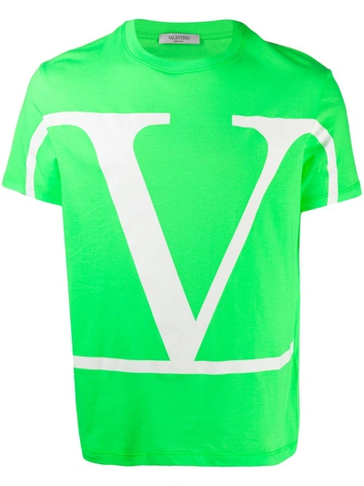 Valentino Neon Signature Vlogo T-shirt In Yellow