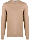 Drumohr Fine Knit Crew Neck Sweater In Brown