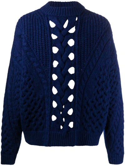 Isabel Marant Cable-knit Crew-neck Jumper In Blue