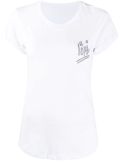 Zadig & Voltaire Rhinestone Embellished Love T-shirt In White