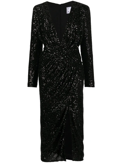 In The Mood For Love Dalida Sequined Velvet Midi Dress In Black