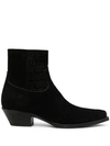 Saint Laurent Black Suede Lukas Zip Boots In Black