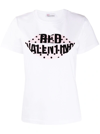 Red Valentino T-shirt With Mouth Print In White