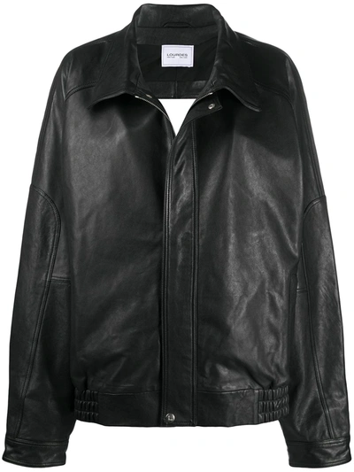 Lourdes Backless Leather Jacket In Black