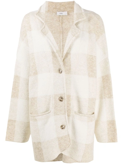 Closed Check Print Coat In Neutrals