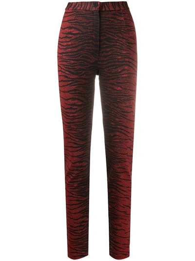 Kenzo Tiger-stripe Trousers In Red