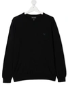 Emporio Armani Embroidered Logo Jumper In Blue