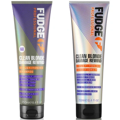 Fudge Professional Clean Blonde Damage Rewind Violet-toning Shampoo And Conditioner Bundle 250ml (worth £30.00)