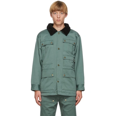 Vyner Articles Blue Cotton Cargo Worker Jacket In Green