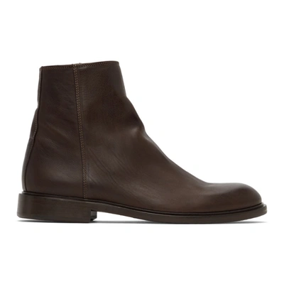 Ps By Paul Smith Brown Leather Billy Zip Boots