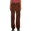 PHIPPS PHIPPS RED AND BROWN CORDUROY TIE-DYE STUDDED TROUSERS