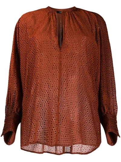 Seventy Patterned Long-sleeve Blouse In Brown