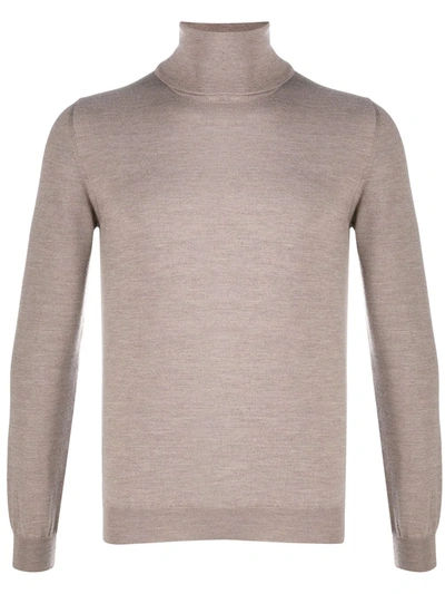 Zanone Roll-neck Knit Jumper In Neutrals