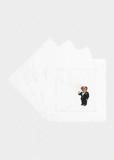Polo Ralph Lauren Polo Bear Cocktail Napkin Set In White