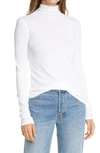 Vince Cotton Turtleneck Top In White