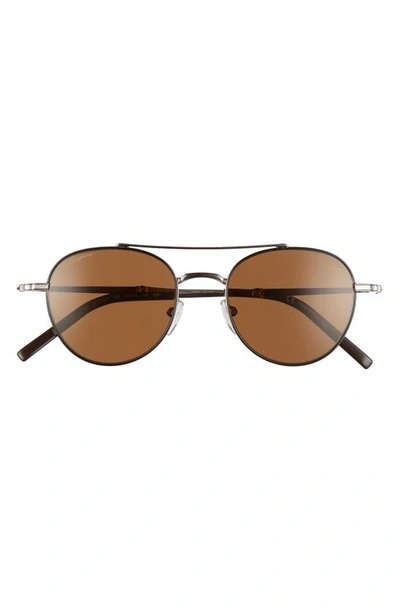 Ferragamo 51mm Polarized Round Sunglasses In Shiny Gunmetal/black