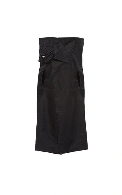 Prada Draped Gabardine Raincoat In Black