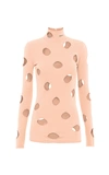 Prada Distressed Jersey Turtleneck Top In Pink