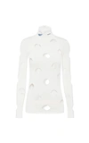 Prada Openwork High Neck Viscose Sweater In White