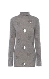 Prada Distressed Wool Turtleneck Top In Grey