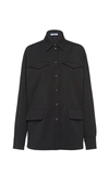 Prada Oversized Wool Shirt In Black