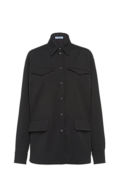 Prada Oversized Wool Shirt In Black